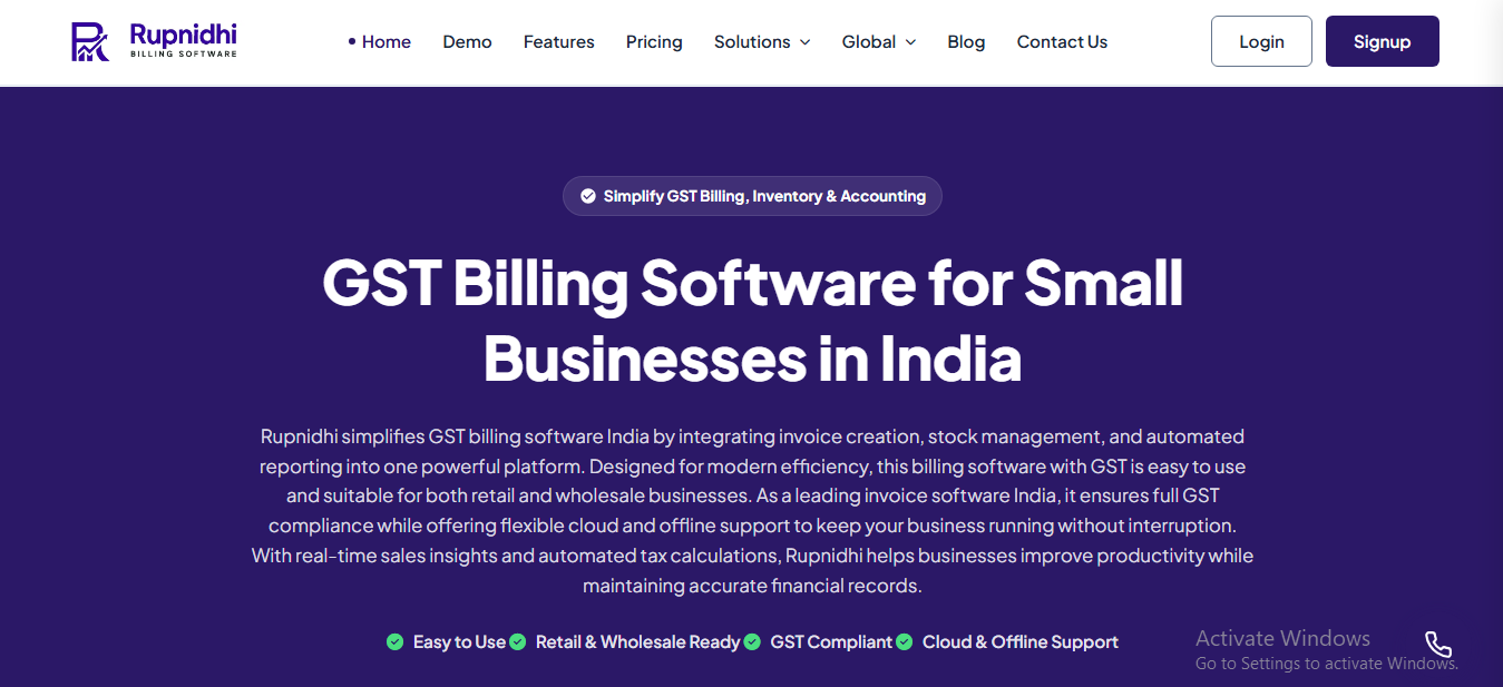 Features of Rupnidhi Billing Software